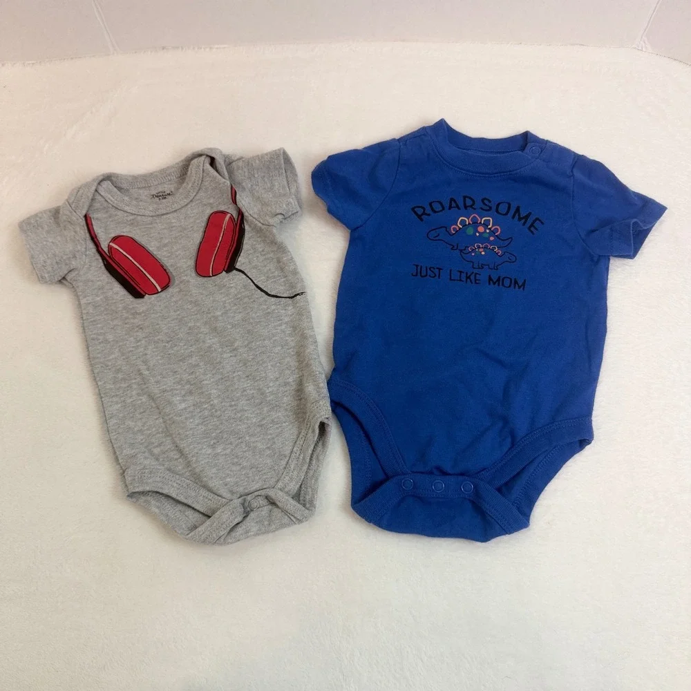 Gerber Gymboree Baby Bodysuit Lot 10pc Kids 0-3M Multi Excellent Dino Stripes